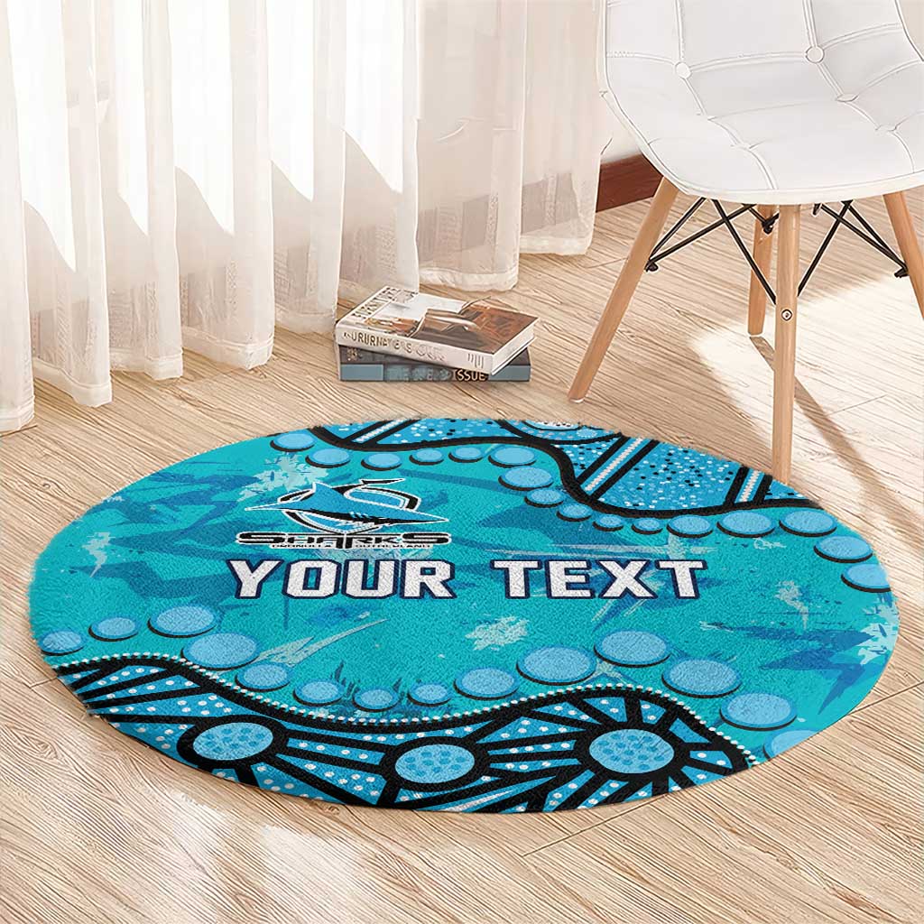 Personalized Cronulla-Sutherland Sharks Round Carpet Aboriginal Pattern with Graffiti Style Design