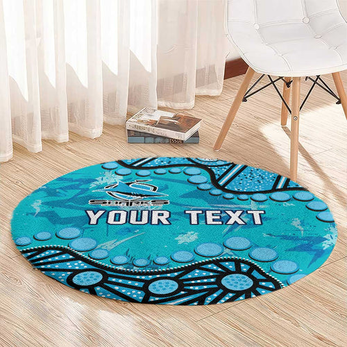 Personalized Cronulla-Sutherland Sharks Round Carpet Aboriginal Pattern with Graffiti Style Design