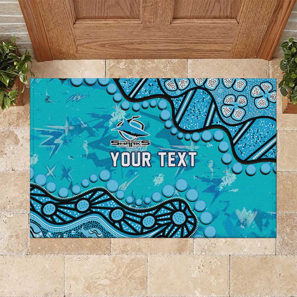 Personalized Cronulla-Sutherland Sharks Rubber Doormat Aboriginal Pattern with Graffiti Style Design
