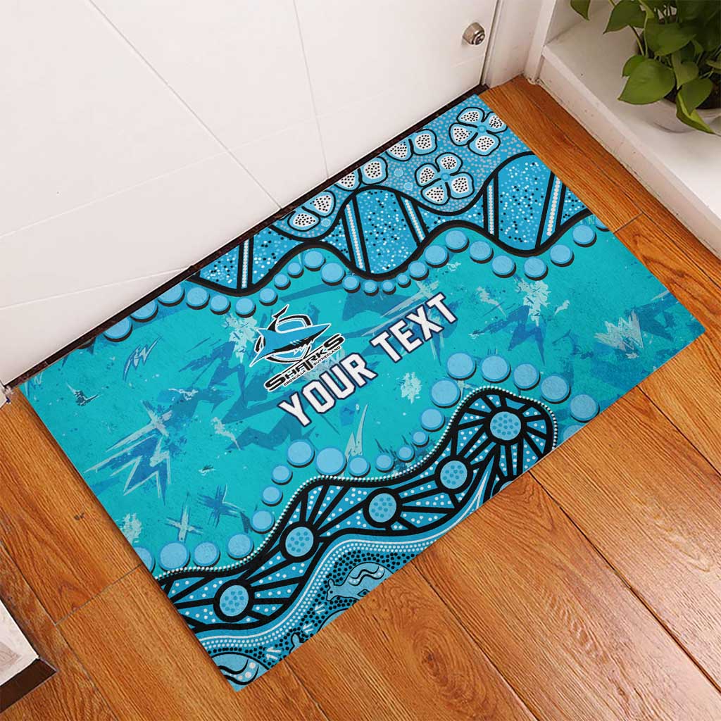 Personalized Cronulla-Sutherland Sharks Rubber Doormat Aboriginal Pattern with Graffiti Style Design