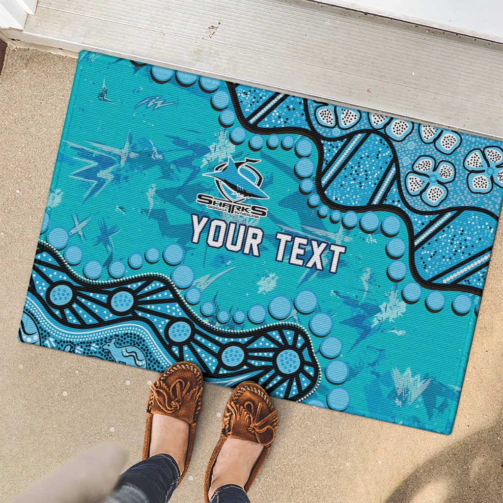Personalized Cronulla-Sutherland Sharks Rubber Doormat Aboriginal Pattern with Graffiti Style Design