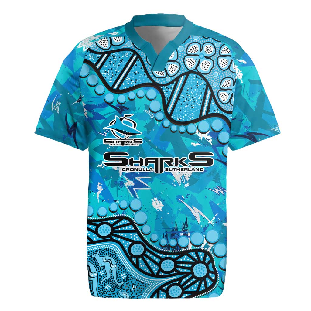 Personalized Cronulla-Sutherland Sharks Rugby Jersey Aboriginal Pattern with Graffiti Style Design