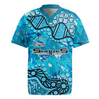 Personalized Cronulla-Sutherland Sharks Rugby Jersey Aboriginal Pattern with Graffiti Style Design