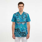 Personalized Cronulla-Sutherland Sharks Scrub Top Aboriginal Pattern with Graffiti Style Design