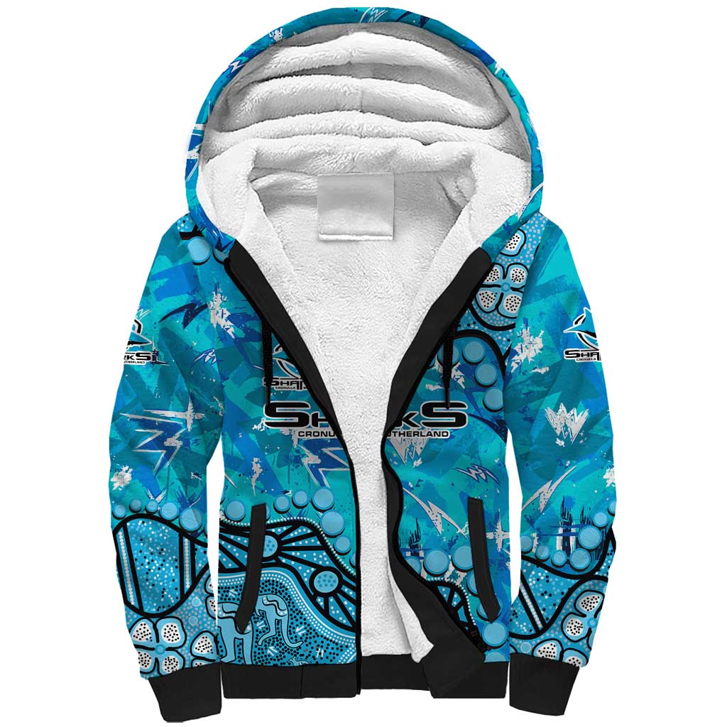 Personalized Cronulla-Sutherland Sharks Sherpa Hoodie Aboriginal Pattern with Graffiti Style Design