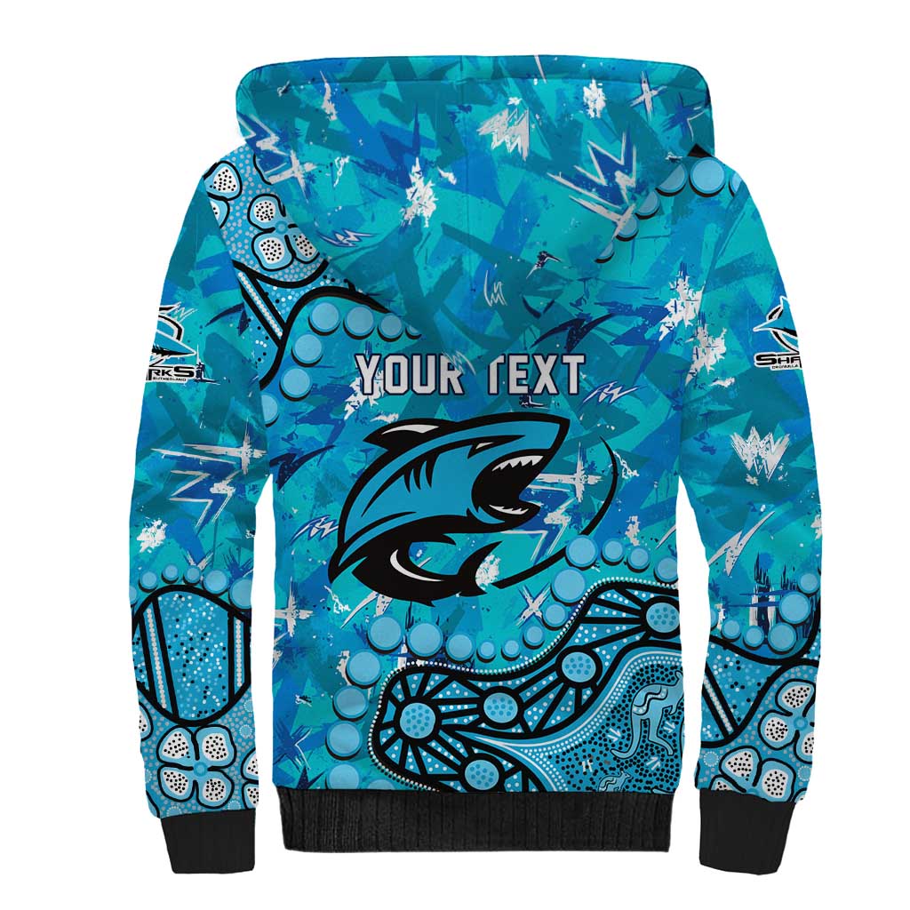 Personalized Cronulla-Sutherland Sharks Sherpa Hoodie Aboriginal Pattern with Graffiti Style Design
