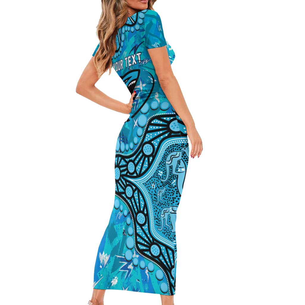 Personalized Cronulla-Sutherland Sharks Short Sleeve Bodycon Dress Aboriginal Pattern with Graffiti Style Design