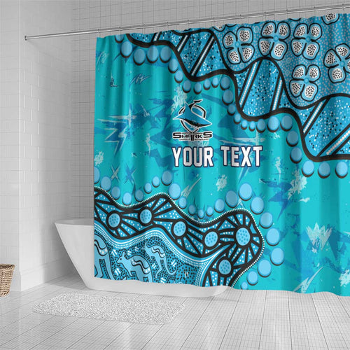 Personalized Cronulla-Sutherland Sharks Shower Curtain Aboriginal Pattern with Graffiti Style Design