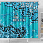 Personalized Cronulla-Sutherland Sharks Shower Curtain Aboriginal Pattern with Graffiti Style Design