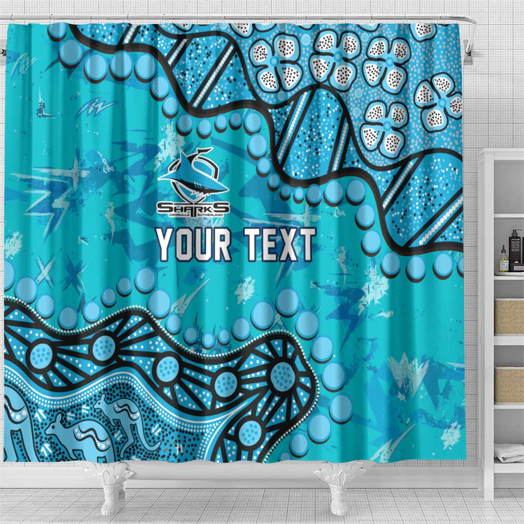 Personalized Cronulla-Sutherland Sharks Shower Curtain Aboriginal Pattern with Graffiti Style Design