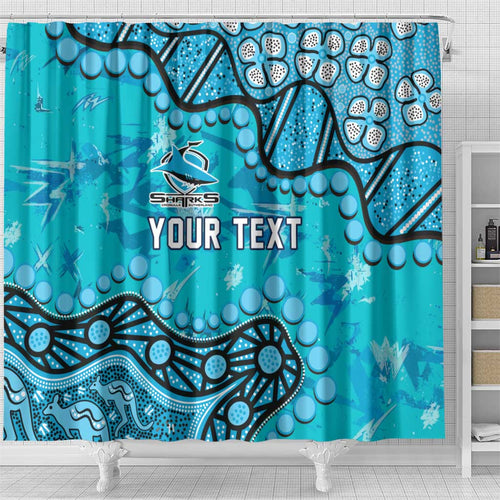 Personalized Cronulla-Sutherland Sharks Shower Curtain Aboriginal Pattern with Graffiti Style Design