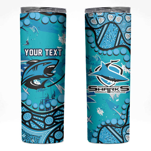 Personalized Cronulla-Sutherland Sharks Skinny Tumbler Aboriginal Pattern with Graffiti Style Design