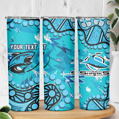 Personalized Cronulla-Sutherland Sharks Skinny Tumbler Aboriginal Pattern with Graffiti Style Design