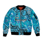 Personalized Cronulla-Sutherland Sharks Sleeve Zip Bomber Jacket Aboriginal Pattern with Graffiti Style Design
