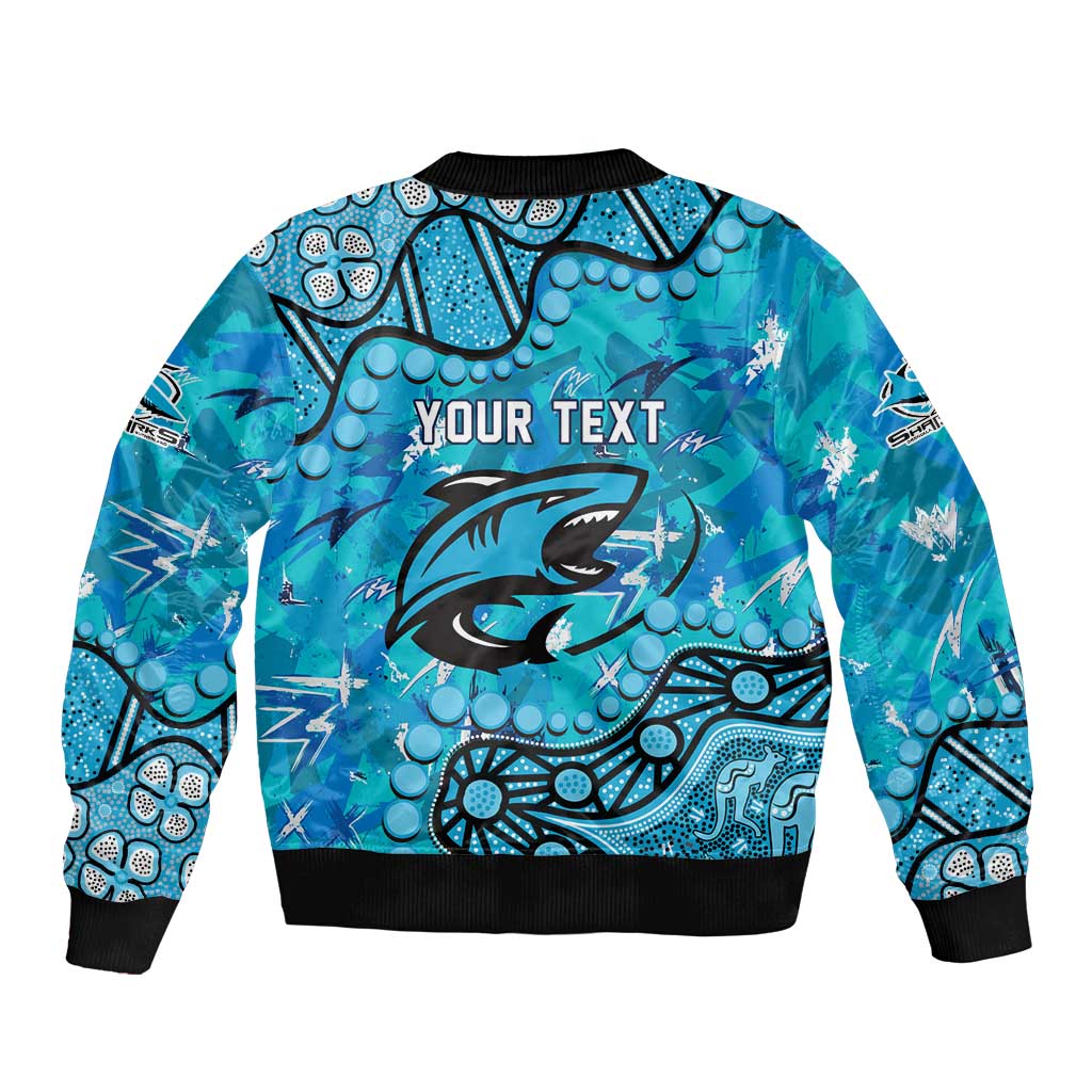 Personalized Cronulla-Sutherland Sharks Sleeve Zip Bomber Jacket Aboriginal Pattern with Graffiti Style Design