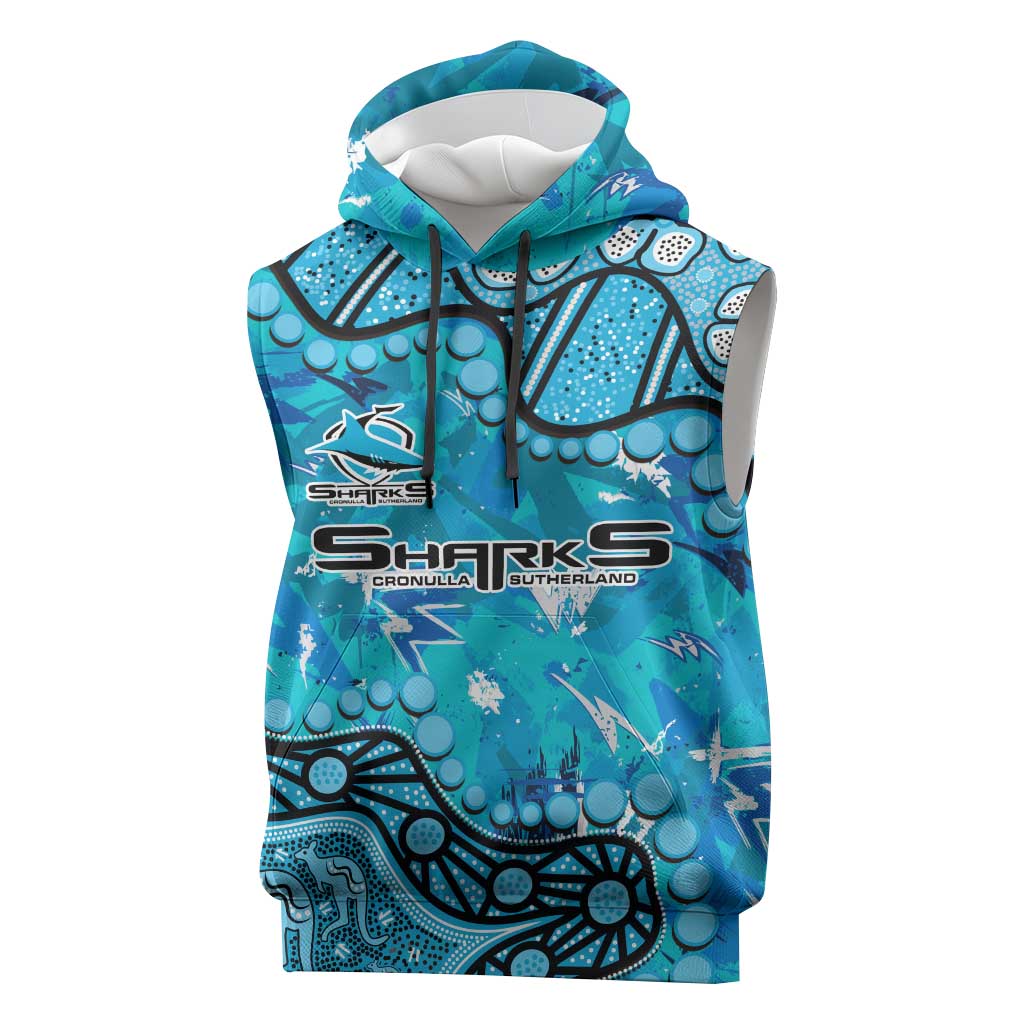 Personalized Cronulla-Sutherland Sharks Sleeveless Hoodie Aboriginal Pattern with Graffiti Style Design