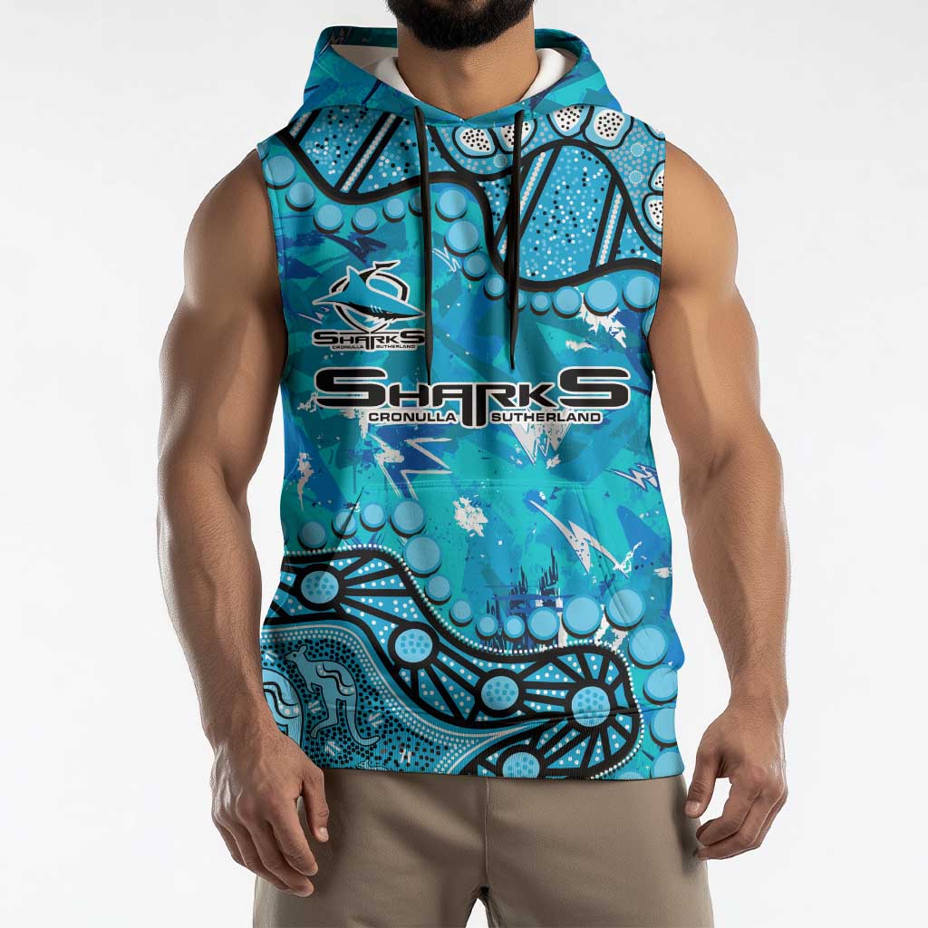 Personalized Cronulla-Sutherland Sharks Sleeveless Hoodie Aboriginal Pattern with Graffiti Style Design
