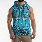 Personalized Cronulla-Sutherland Sharks Sleeveless Hoodie Aboriginal Pattern with Graffiti Style Design
