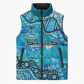 Personalized Cronulla-Sutherland Sharks Sleeveless Puffer Jacket Aboriginal Pattern with Graffiti Style Design