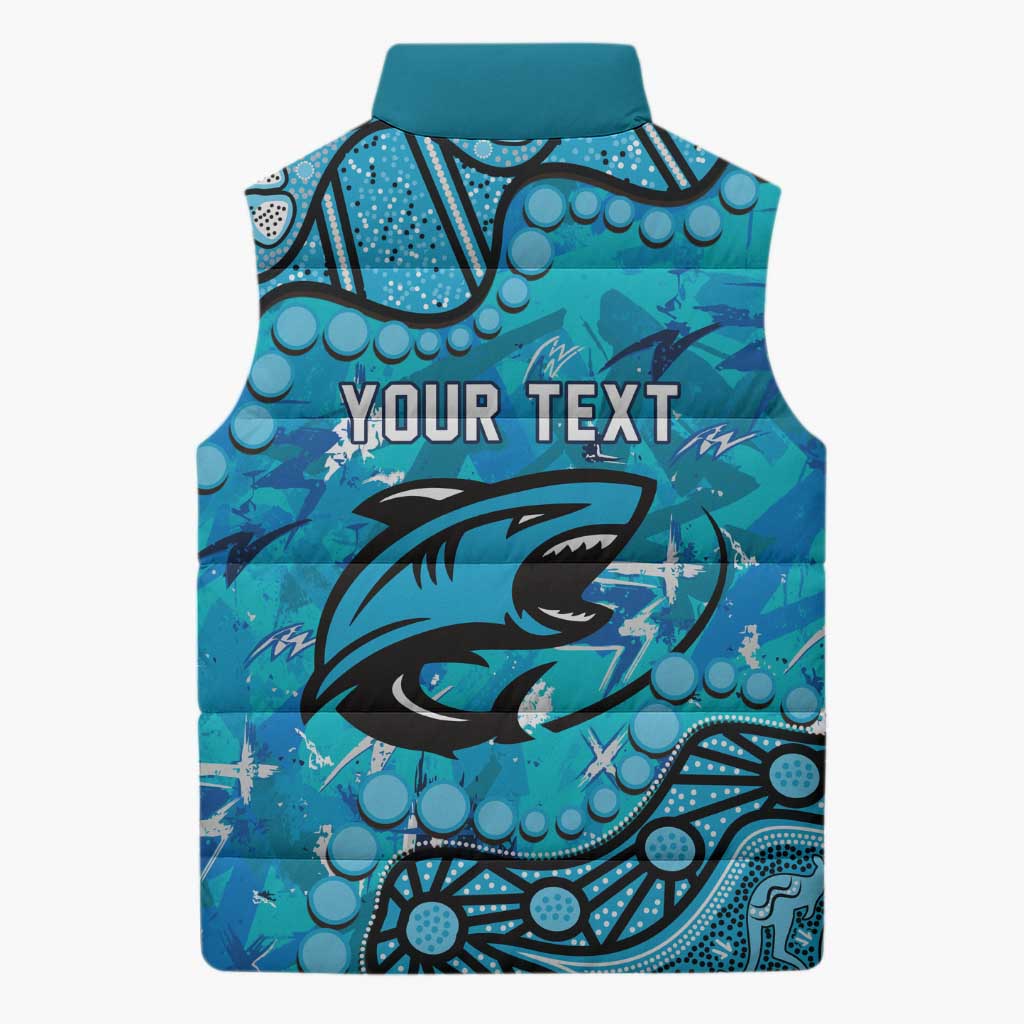 Personalized Cronulla-Sutherland Sharks Sleeveless Puffer Jacket Aboriginal Pattern with Graffiti Style Design