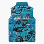 Personalized Cronulla-Sutherland Sharks Sleeveless Puffer Jacket Aboriginal Pattern with Graffiti Style Design