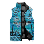 Personalized Cronulla-Sutherland Sharks Sleeveless Puffer Jacket Aboriginal Pattern with Graffiti Style Design