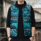 Personalized Cronulla-Sutherland Sharks Sleeveless Puffer Jacket Aboriginal Pattern with Graffiti Style Design