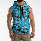 Personalized Cronulla-Sutherland Sharks Sleeveless Zip Hoodie Aboriginal Pattern with Graffiti Style Design