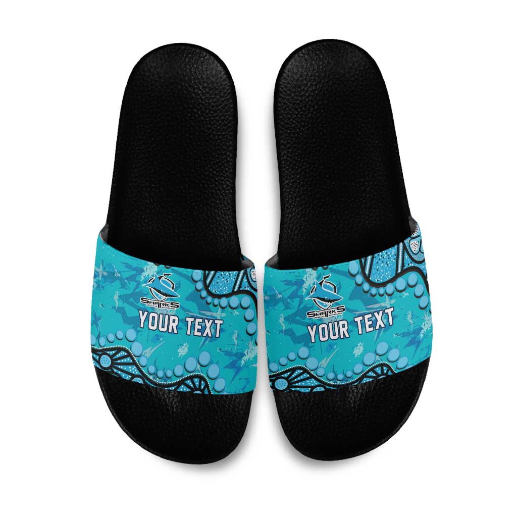 Personalized Cronulla-Sutherland Sharks Slide Sandals Aboriginal Pattern with Graffiti Style Design