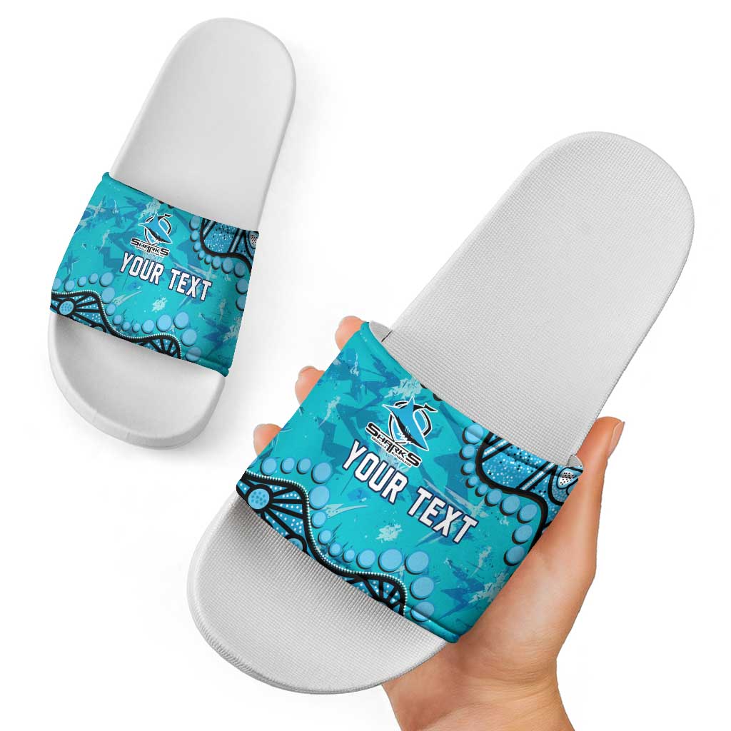 Personalized Cronulla-Sutherland Sharks Slide Sandals Aboriginal Pattern with Graffiti Style Design