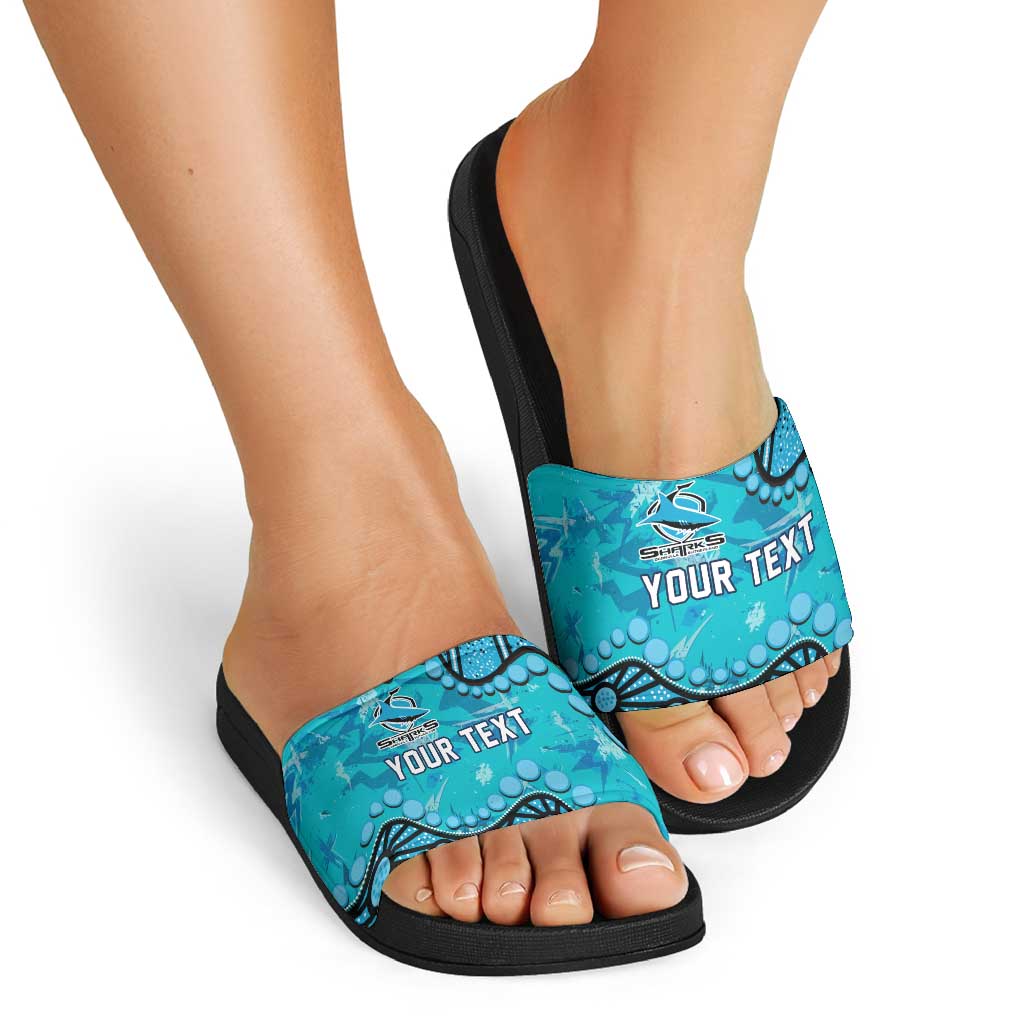 Personalized Cronulla-Sutherland Sharks Slide Sandals Aboriginal Pattern with Graffiti Style Design