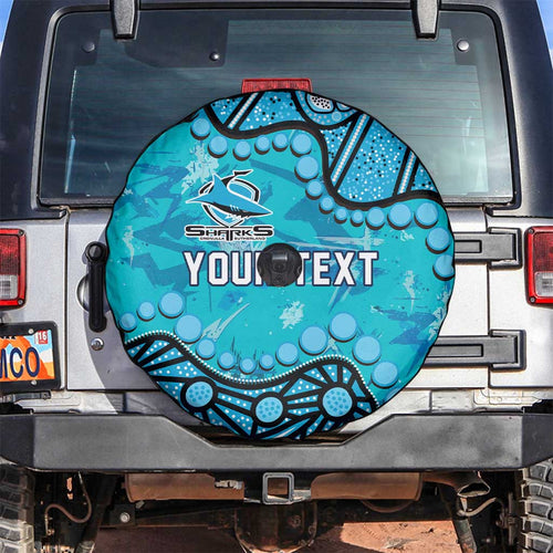 Personalized Cronulla-Sutherland Sharks Spare Tire Cover Aboriginal Pattern with Graffiti Style Design