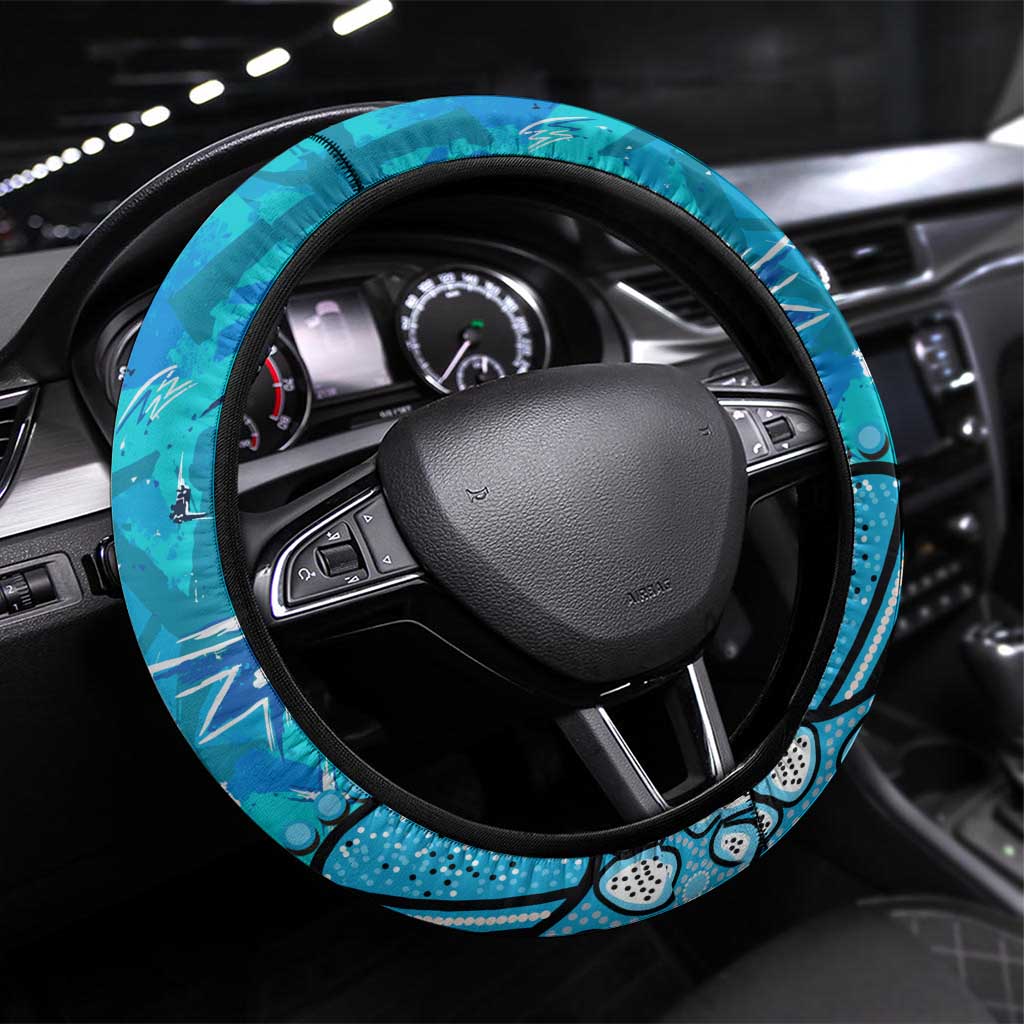 Cronulla-Sutherland Sharks Steering Wheel Cover Aboriginal Pattern with Graffiti Style Design