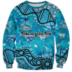 Personalized Cronulla-Sutherland Sharks Sweatshirt Aboriginal Pattern with Graffiti Style Design