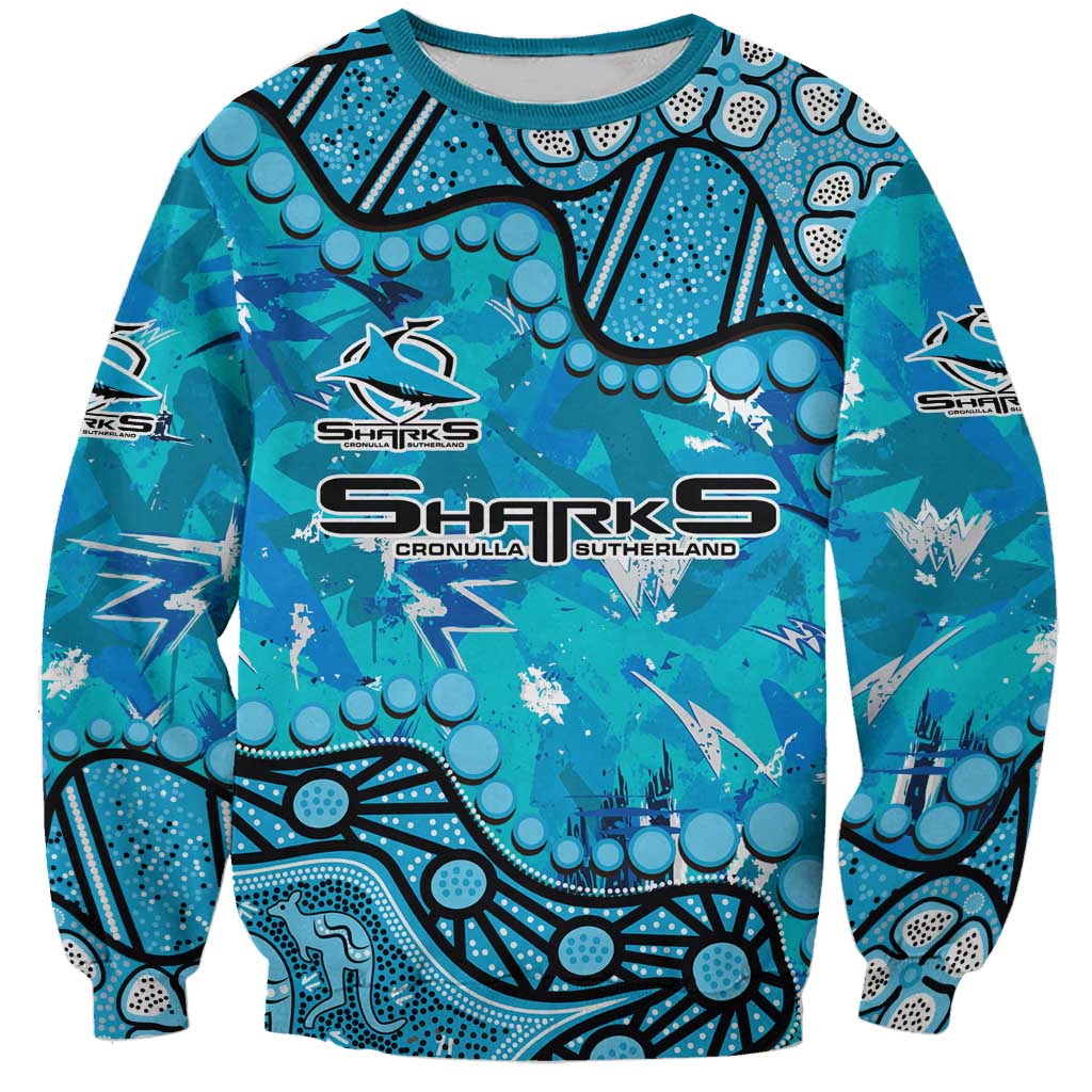 Personalized Cronulla-Sutherland Sharks Sweatshirt Aboriginal Pattern with Graffiti Style Design