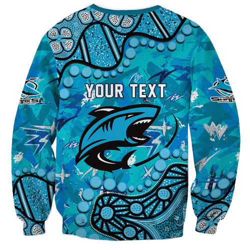 Personalized Cronulla-Sutherland Sharks Sweatshirt Aboriginal Pattern with Graffiti Style Design