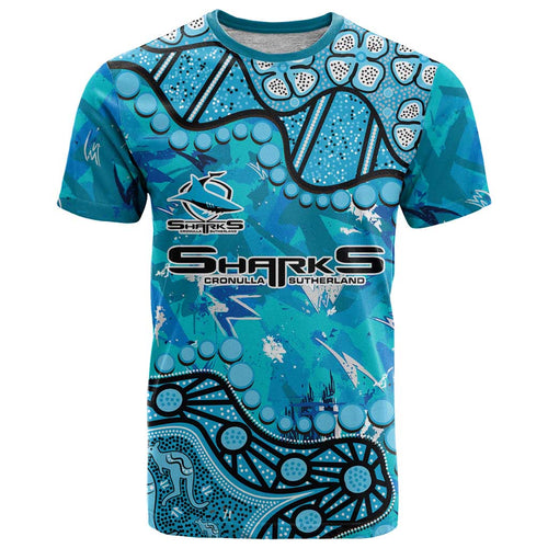 Personalized Cronulla-Sutherland Sharks T Shirt Aboriginal Pattern with Graffiti Style Design