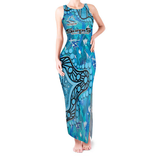 Personalized Cronulla-Sutherland Sharks Tank Maxi Dress Aboriginal Pattern with Graffiti Style Design