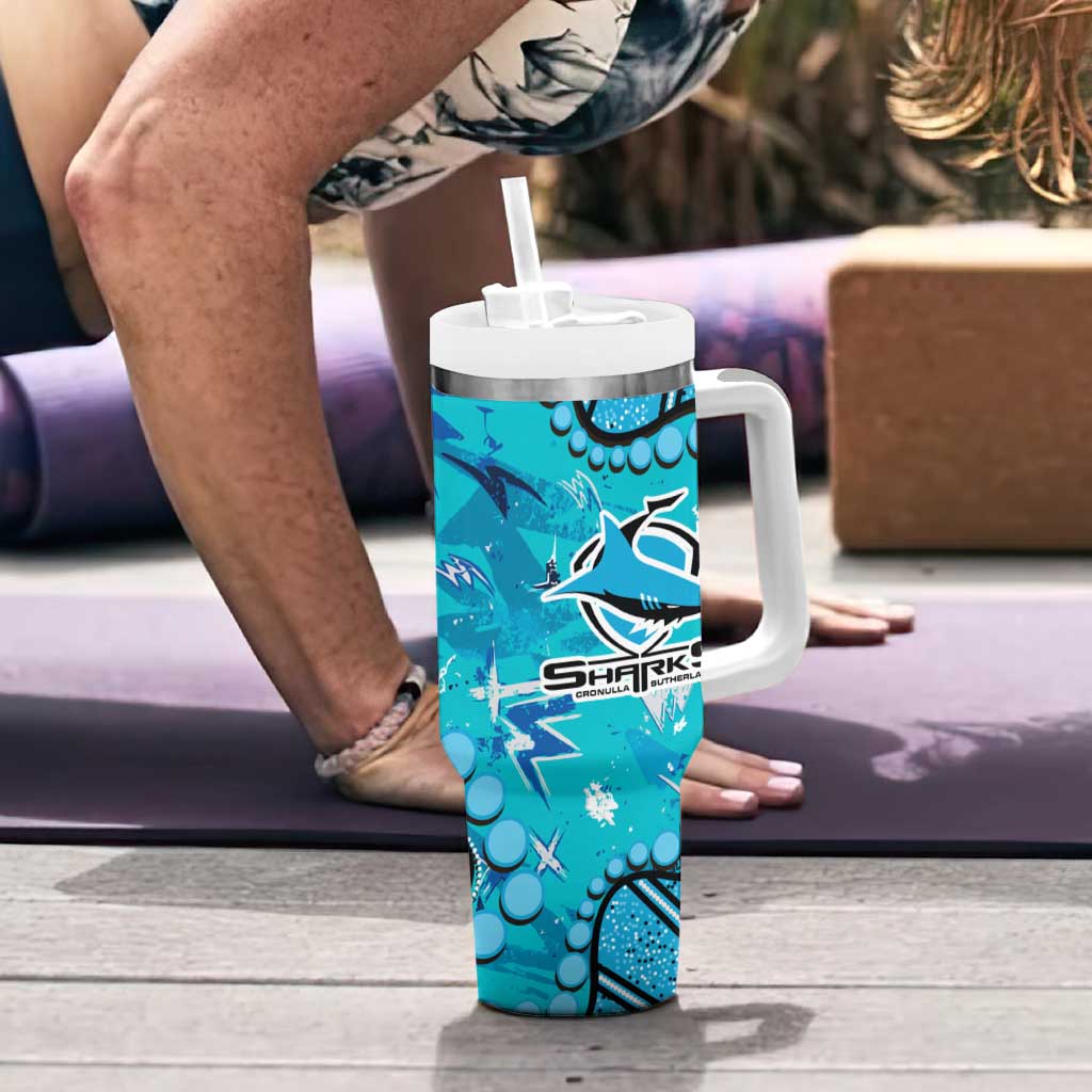 Personalized Cronulla-Sutherland Sharks Tumbler With Handle Aboriginal Pattern with Graffiti Style Design