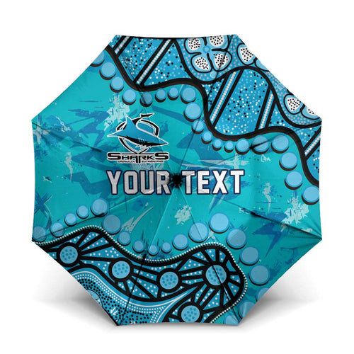 Personalized Cronulla-Sutherland Sharks Umbrella Aboriginal Pattern with Graffiti Style Design