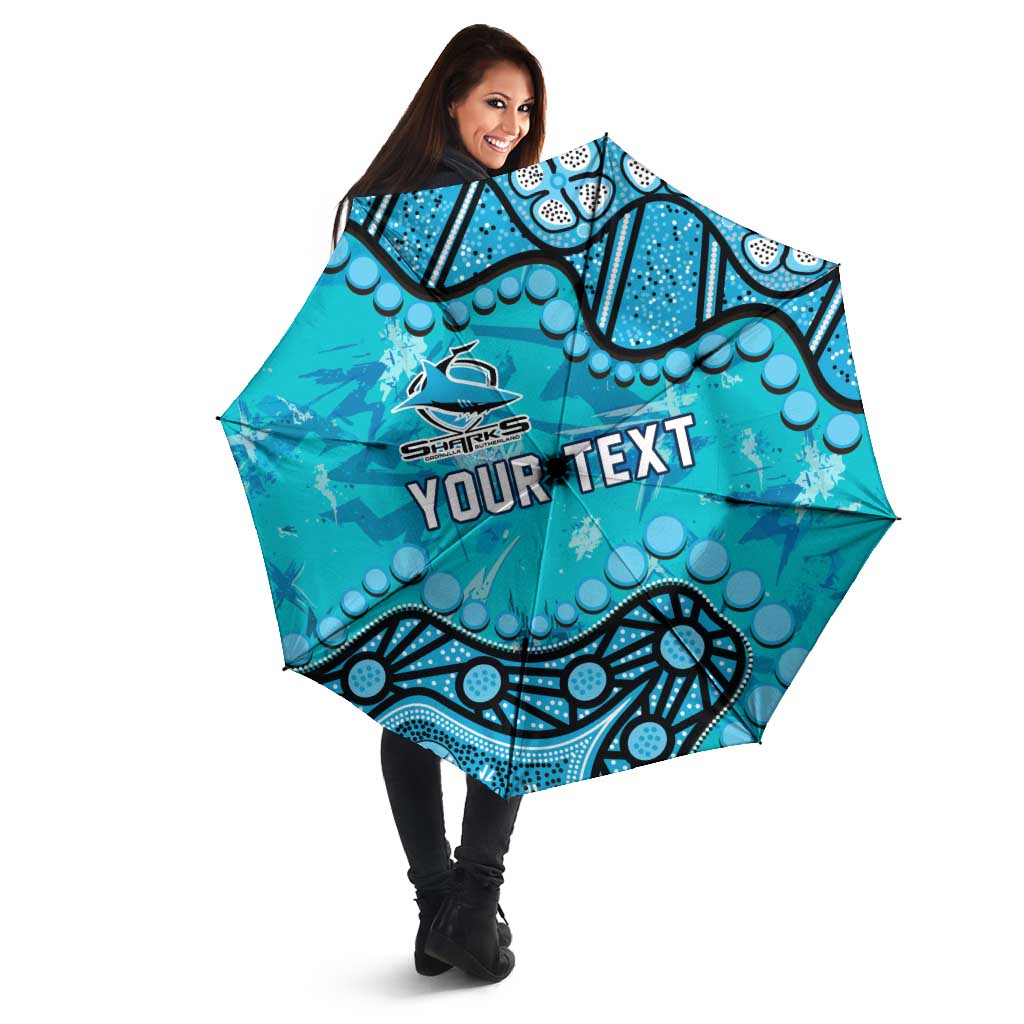 Personalized Cronulla-Sutherland Sharks Umbrella Aboriginal Pattern with Graffiti Style Design