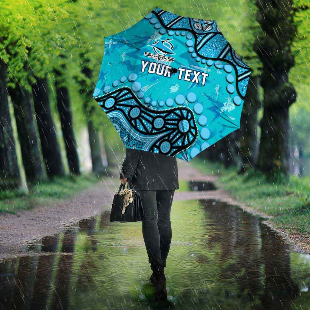 Personalized Cronulla-Sutherland Sharks Umbrella Aboriginal Pattern with Graffiti Style Design