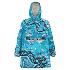 Personalized Cronulla-Sutherland Sharks Wearable Blanket Hoodie Aboriginal Pattern with Graffiti Style Design