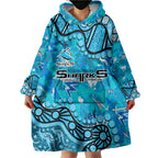 Personalized Cronulla-Sutherland Sharks Wearable Blanket Hoodie Aboriginal Pattern with Graffiti Style Design