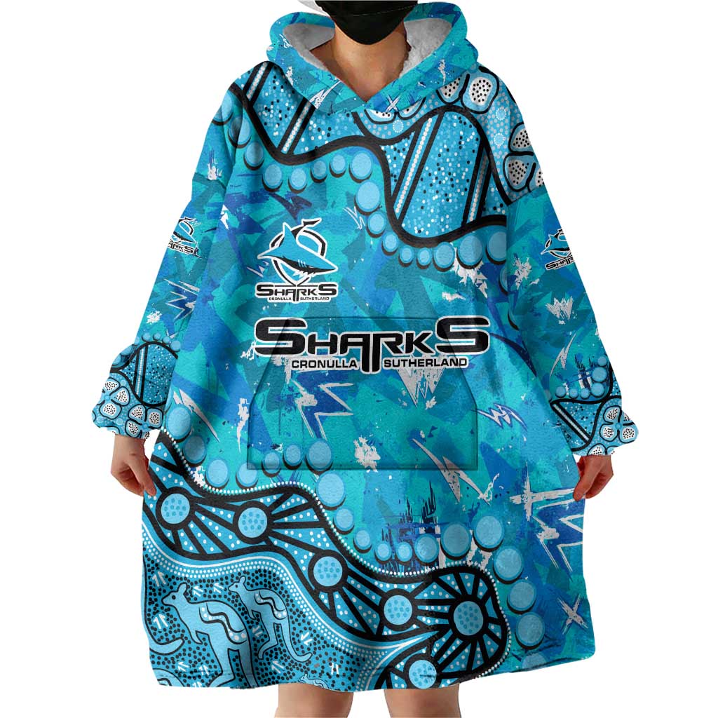 Personalized Cronulla-Sutherland Sharks Wearable Blanket Hoodie Aboriginal Pattern with Graffiti Style Design