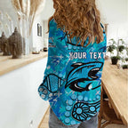 Personalized Cronulla-Sutherland Sharks Women Casual Shirt Aboriginal Pattern with Graffiti Style Design