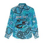 Personalized Cronulla-Sutherland Sharks Women Casual Shirt Aboriginal Pattern with Graffiti Style Design