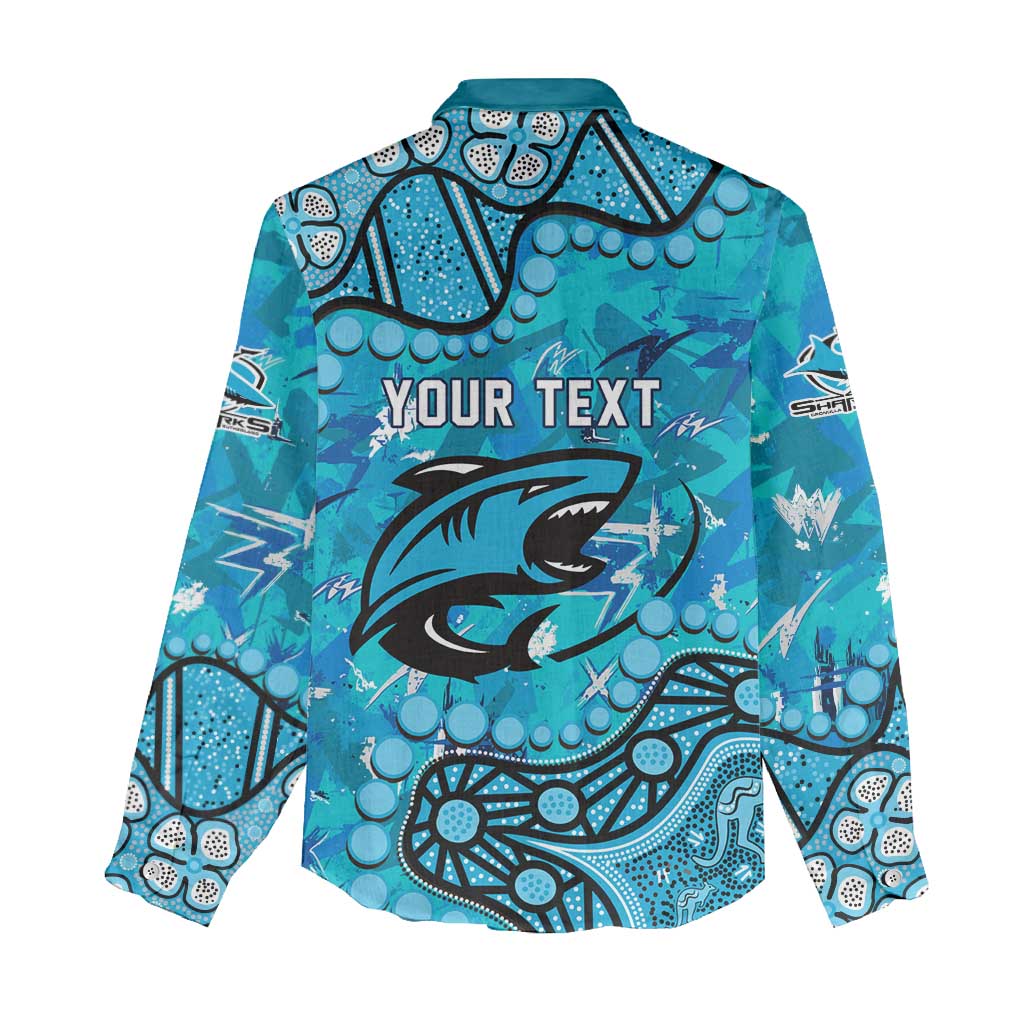 Personalized Cronulla-Sutherland Sharks Women Casual Shirt Aboriginal Pattern with Graffiti Style Design