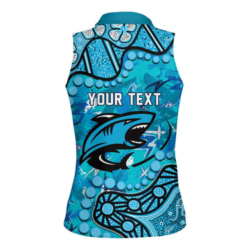 Personalized Cronulla-Sutherland Sharks Women Sleeveless Polo Shirt Aboriginal Pattern with Graffiti Style Design
