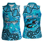 Personalized Cronulla-Sutherland Sharks Women Sleeveless Polo Shirt Aboriginal Pattern with Graffiti Style Design
